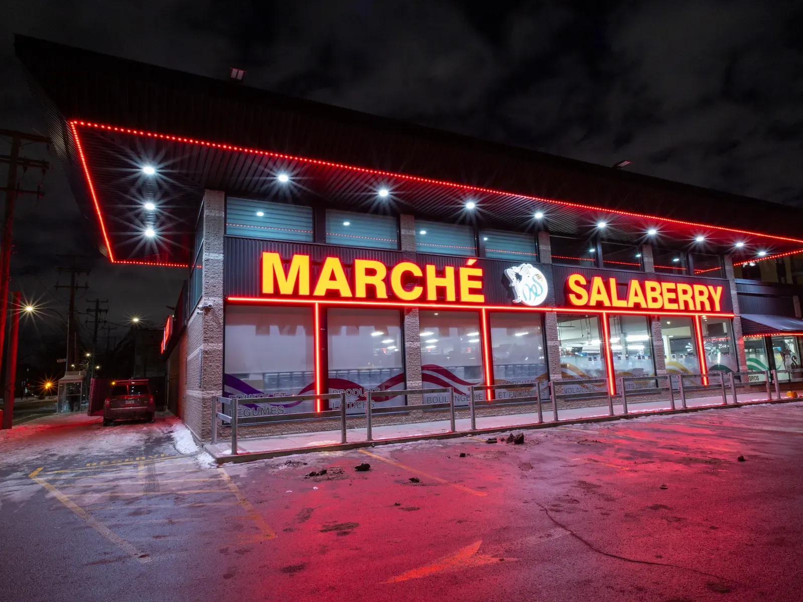 Vision Bleu permanent LED lighting on a commercial building — view 5