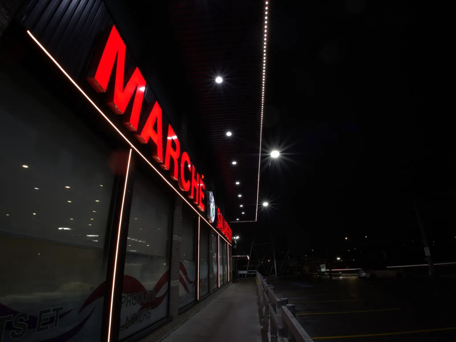 Vision Bleu permanent LED lighting on a commercial building — view 7