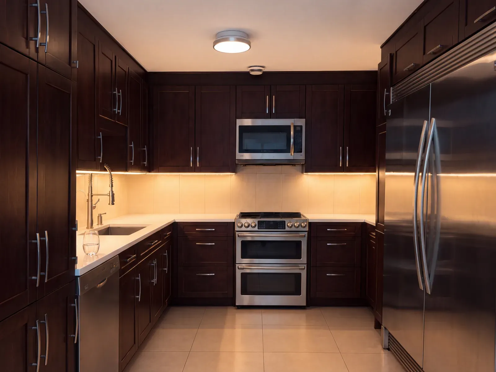 Vision Bleu permanent LED under-cabinet lighting in a Québec kitchen