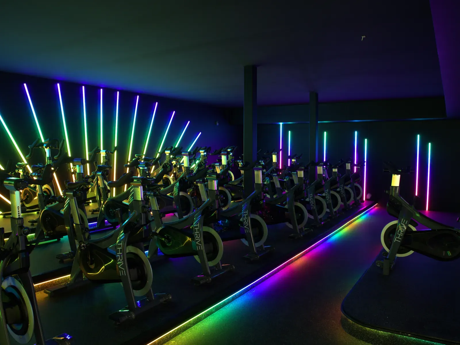 Vision Bleu permanent LED lighting in a fitness studio