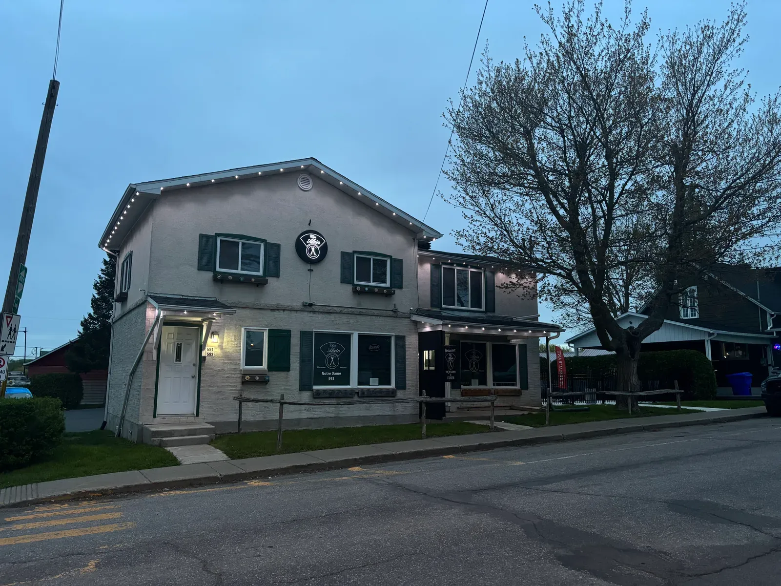 Vision Bleu permanent LED lighting on a commercial building — view 2