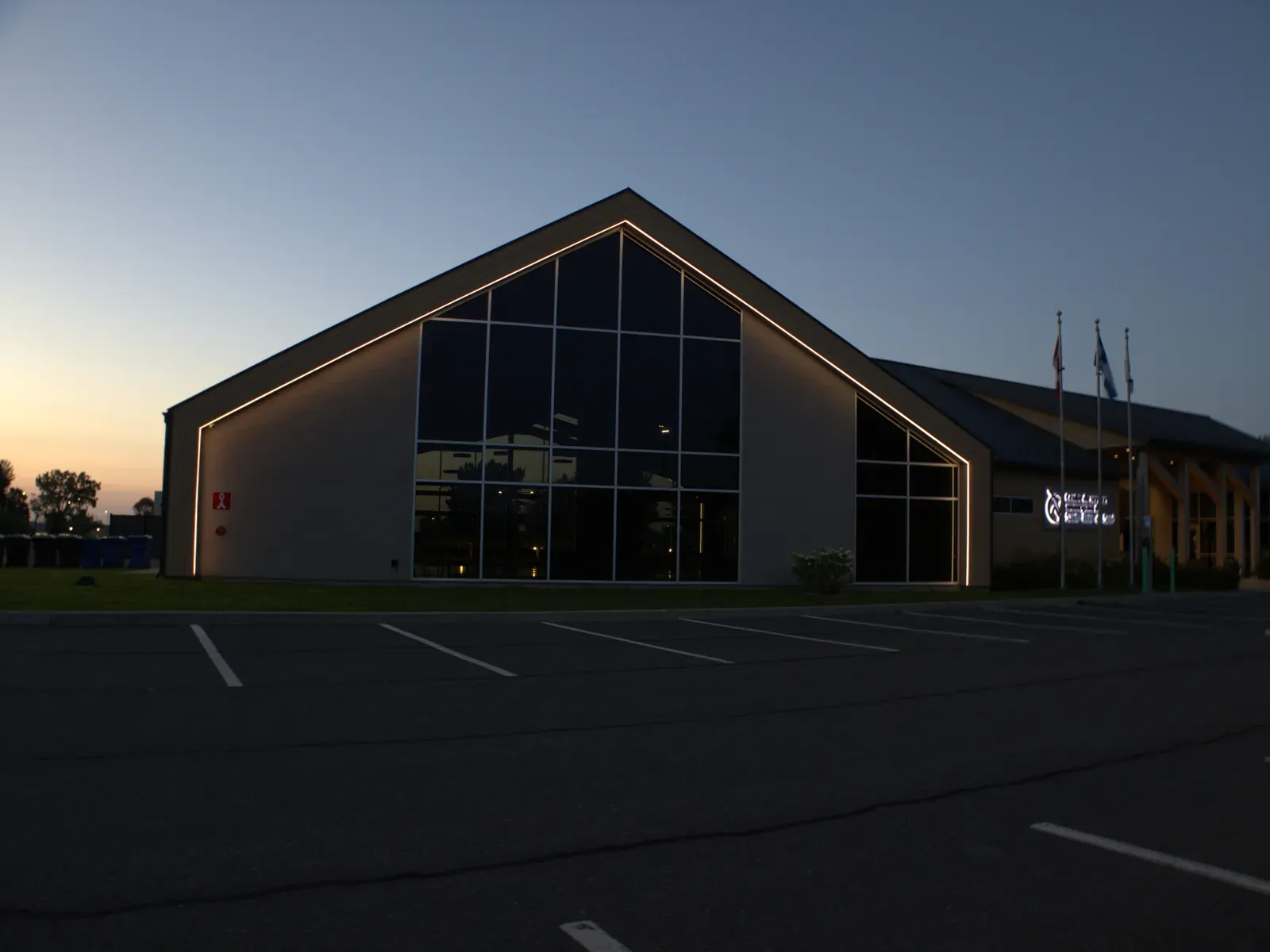 Vision Bleu permanent LED lighting on a public building
