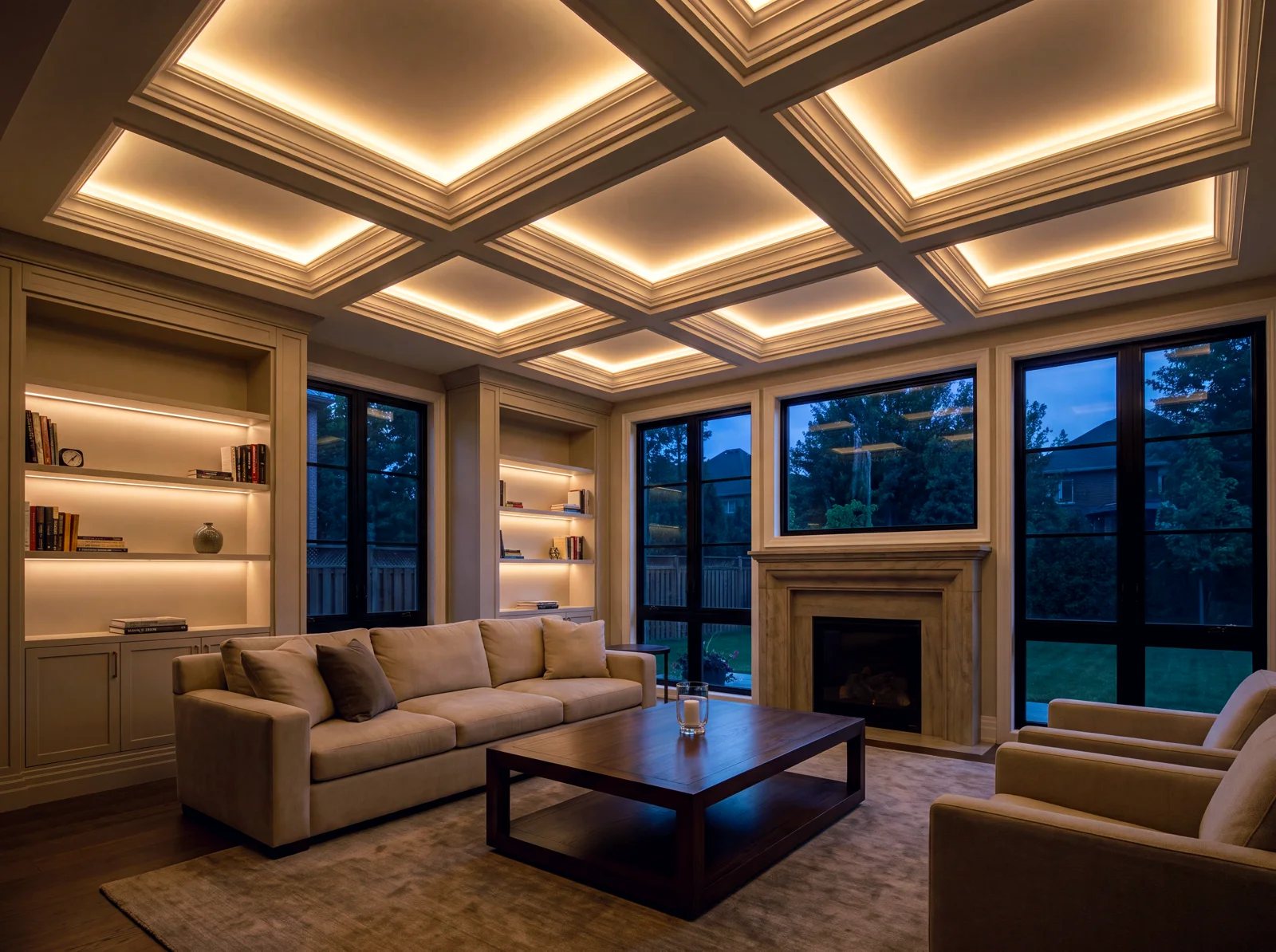 Smart LED cove lighting in a living space